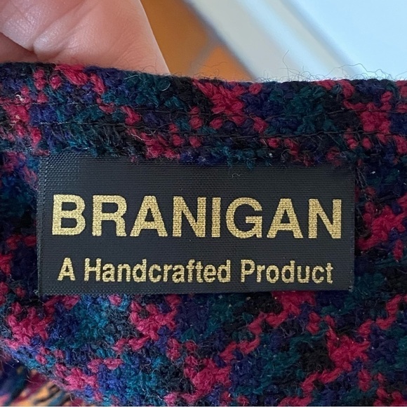 John Branigan Weavers Irish Wool Cape Poncho Made in Ireland Blue Red - Picture 5 of 9